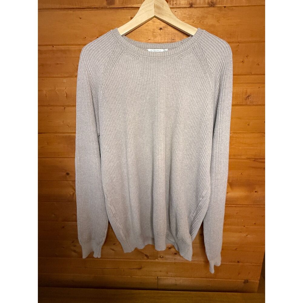 Suitsupply 100% Pure Cotton V-Neck Sweater Heather Oatmeal Knit Mens Pullover XL